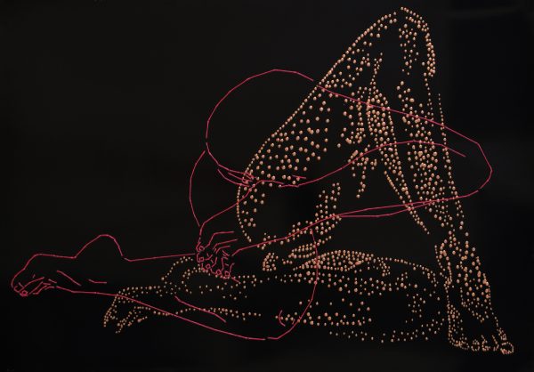 11 50031 101 59·4x84·1cm italian copper leaf fluorescent thread sewn on Splendorlux Black Gloss paper 900GBP LS