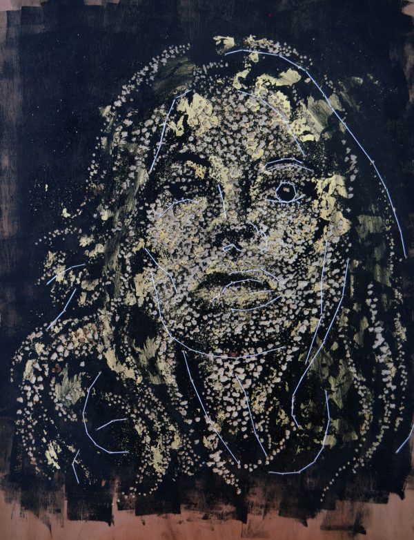 14 Kate 7 3 60·6x77·6x0·9cm ink water based gold leaf cotton sewn on plywood cut GBP copy