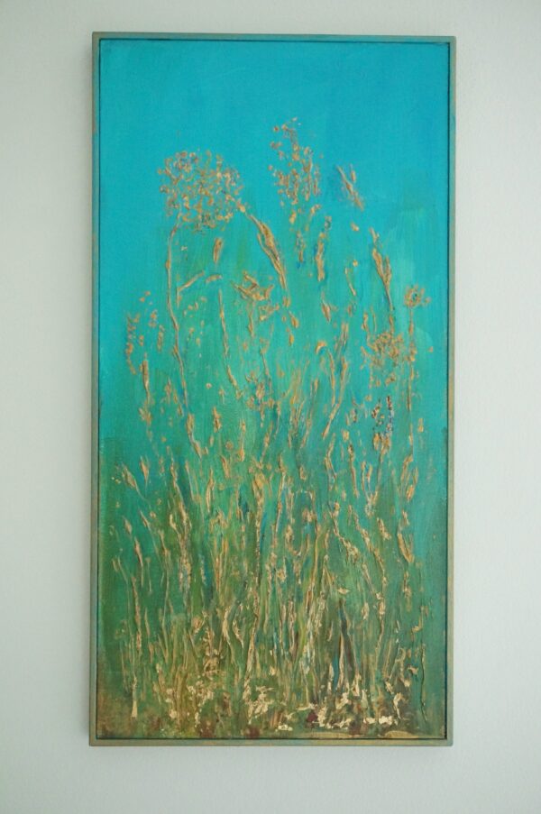 Golden Grasses frame on wall scaled